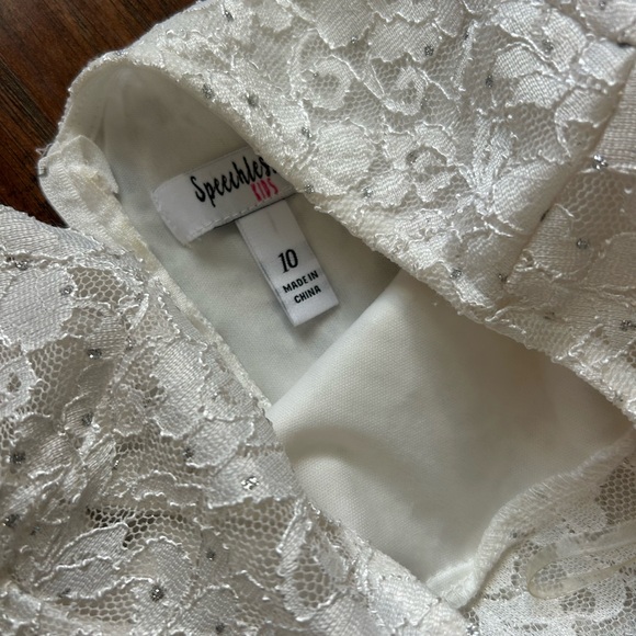 White Lace Top Floral High-Low Dress with Pink Rose Print  Special Occasions - Picture 4 of 8